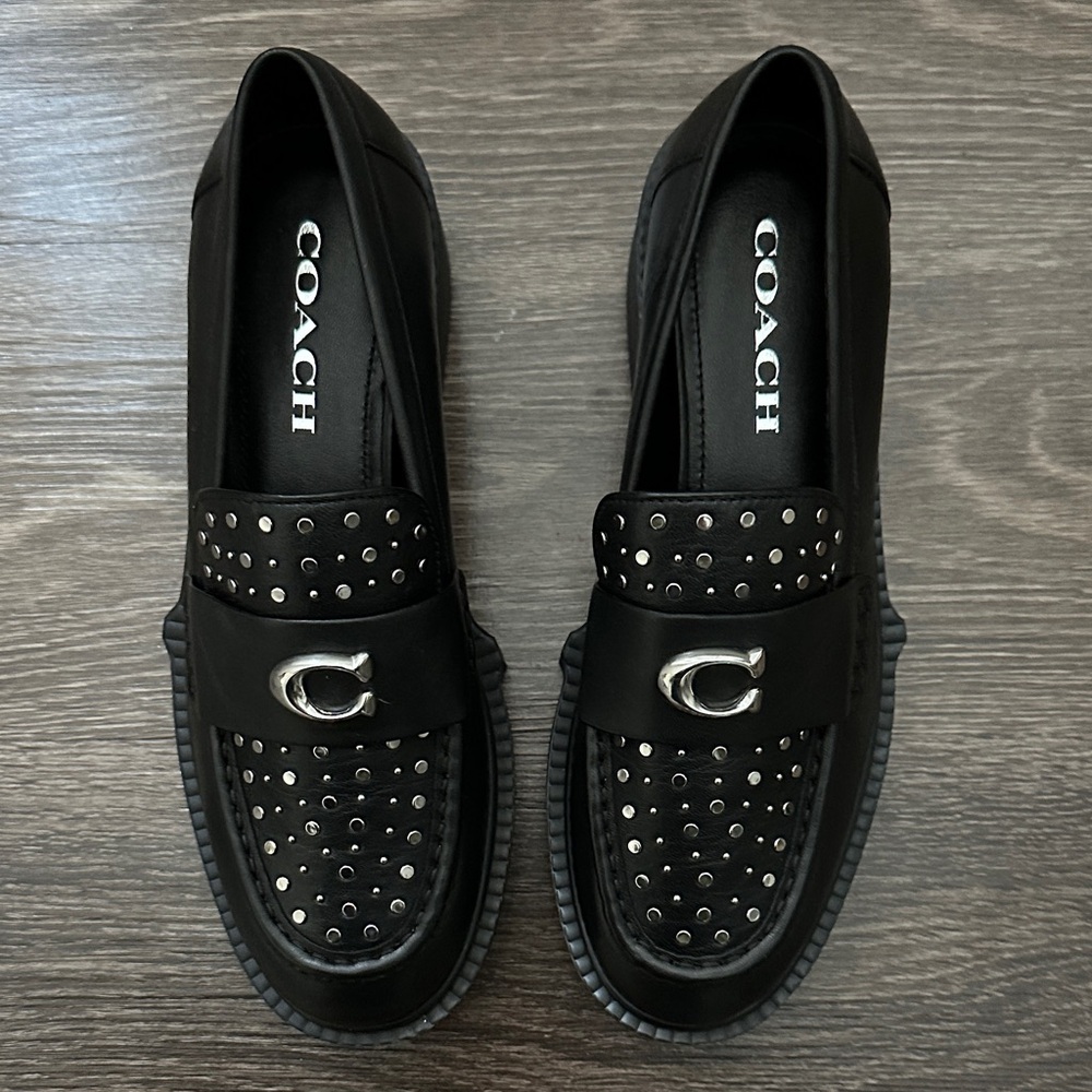 Coach Black Studded Loafers